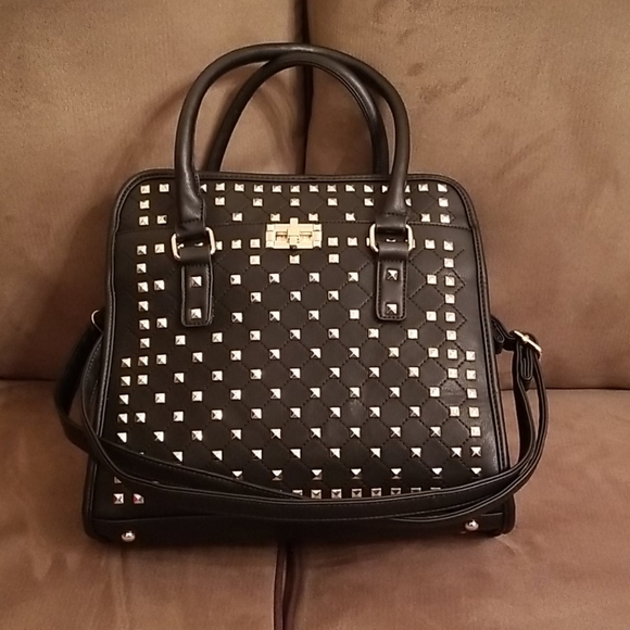 Black handbag with gold studs and hardware - Picture 12 of 16